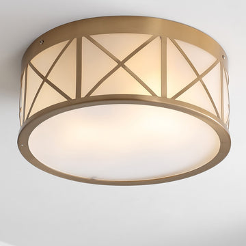 Cadence Drum Metal/Glass Flush Mount - JONATHAN Y